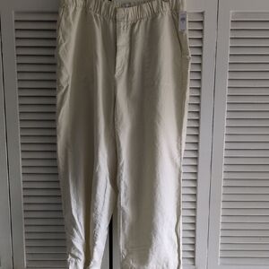 Nwt Linen Blend Gap XL Pleated Pants Full Leg Slouchy Coastal Cream